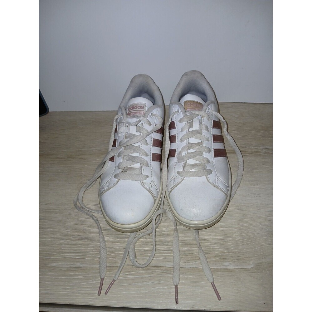 Adidas Cloud Foam Advantage Tennis Shoes Women's Size 7.5 White Rose Gold DA9524
